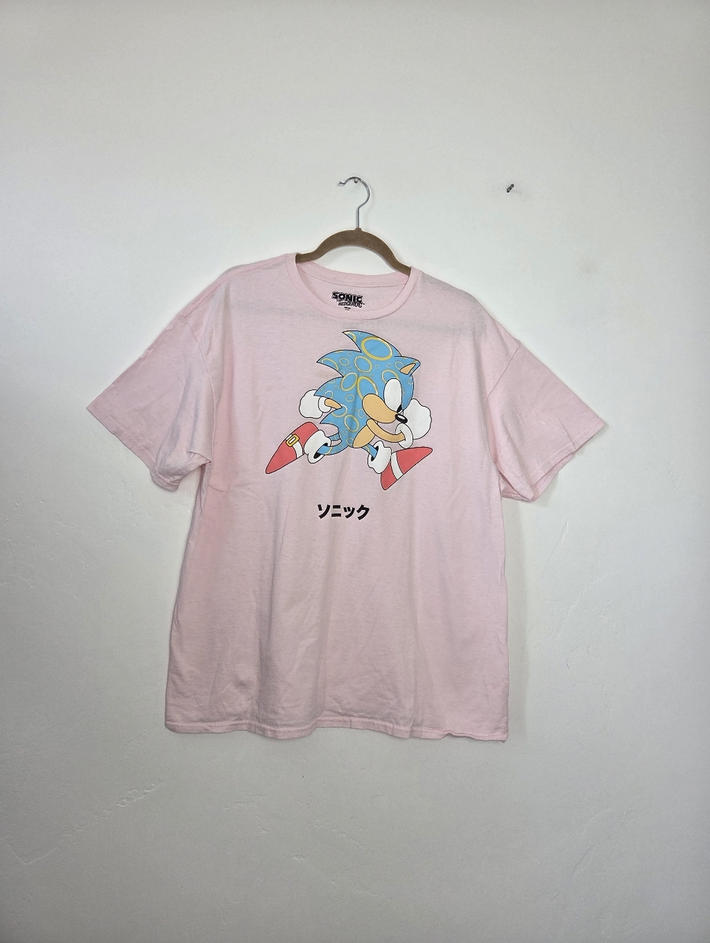Sonic The Hedgehog Sega Pink T-Shirt Japan Cartoon Oversized Gamer Unisex XL
